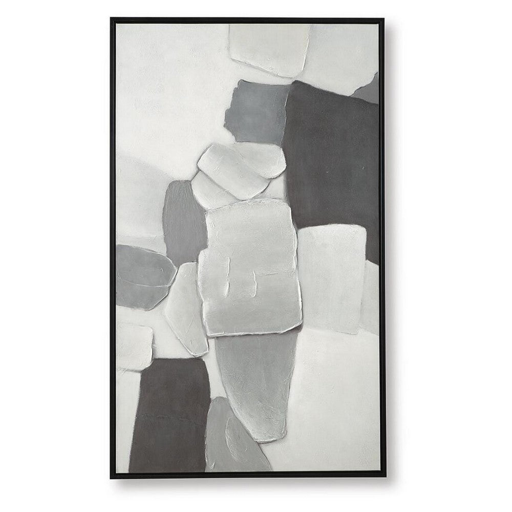 Adil Wall Art with Abstract Patterns, Black Frame, Multicolor Canvas 36x60
