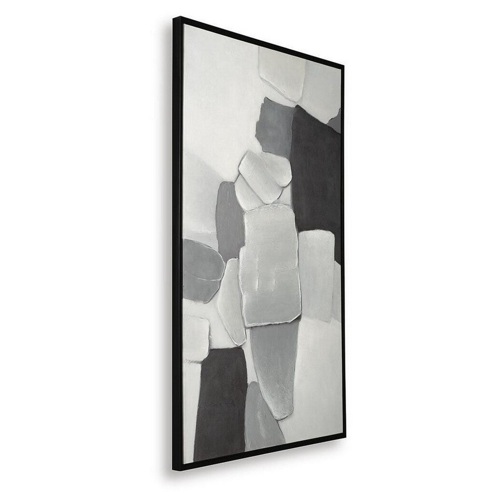Adil Wall Art with Abstract Patterns, Black Frame, Multicolor Canvas 36x60