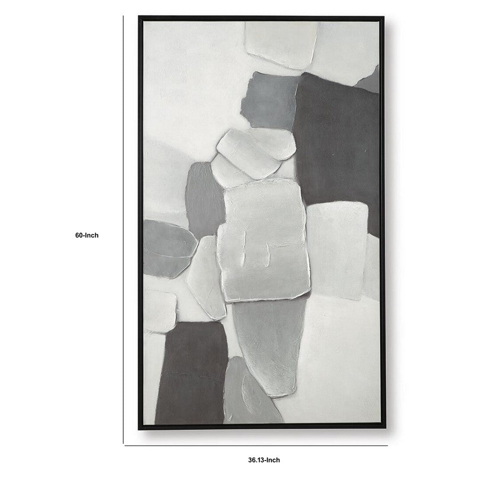 Adil Wall Art with Abstract Patterns, Black Frame, Multicolor Canvas 36x60