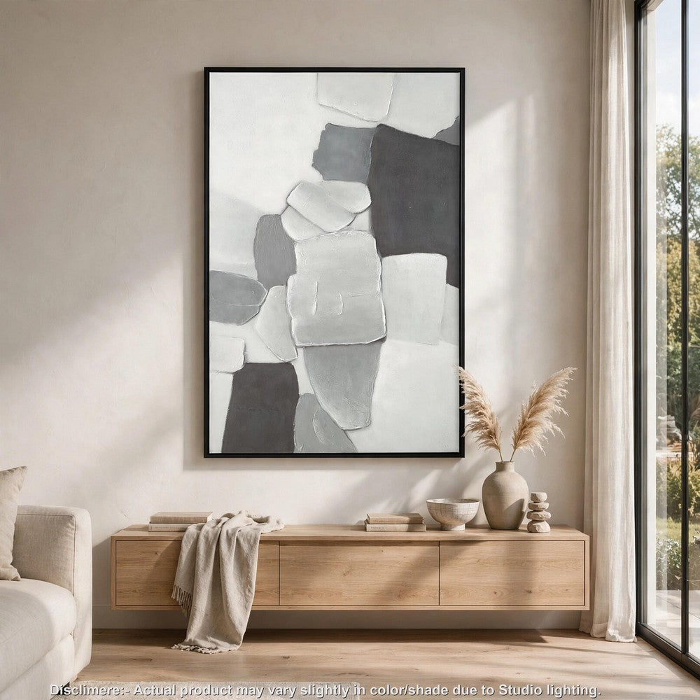 Adil Wall Art with Abstract Patterns, Black Frame, Multicolor Canvas 36x60
