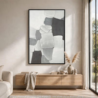 Adil Wall Art with Abstract Patterns, Black Frame, Multicolor Canvas 36x60