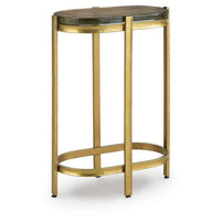 Paula Accent Table with Iridescent Glass Top, Gold Metal Frame 10 x 17 Top