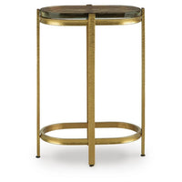 Paula Accent Table with Iridescent Glass Top, Gold Metal Frame 10 x 17 Top