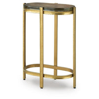 Paula Accent Table with Iridescent Glass Top, Gold Metal Frame 10 x 17 Top
