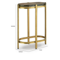 Paula Accent Table with Iridescent Glass Top, Gold Metal Frame 10 x 17 Top