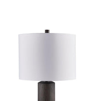 Fiona Floor Lamp, Carved Base, Fabric Shade, Black Textured Polyresin 64 Inch