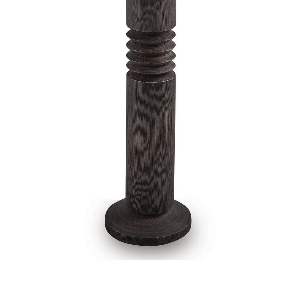 Fiona Floor Lamp, Carved Base, Fabric Shade, Black Textured Polyresin 64 Inch