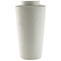 Fauna Floor Vase with Asymmetrical Top Rim, Cream Textured Polyresin 30 Inch-BM355731