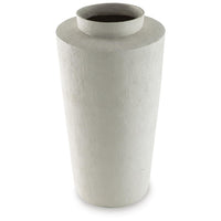 Fauna Floor Vase with Asymmetrical Top Rim, Cream Textured Polyresin 30 Inch-BM355731