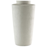 Fauna Floor Vase with Asymmetrical Top Rim, Cream Textured Polyresin 30 Inch-BM355731