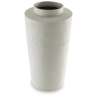 Fauna Floor Vase with Asymmetrical Top Rim, Cream Textured Polyresin 30 Inch-BM355731