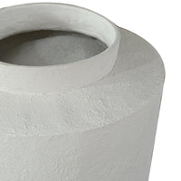 Fauna Floor Vase with Asymmetrical Top Rim, Cream Textured Polyresin 30 Inch-BM355731