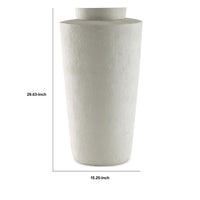 Fauna Floor Vase with Asymmetrical Top Rim, Cream Textured Polyresin 30 Inch-BM355731
