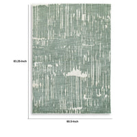 Cayo Medium Area Rug with Striped Abstract Patterns, Teal-White Polyester 5x7