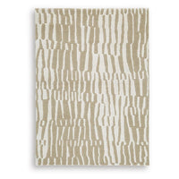 Bella Medium Area Rug with Beige-White Abstract Design, Wool Polyester 5x7