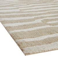 Bella Medium Area Rug with Beige-White Abstract Design, Wool Polyester 5x7