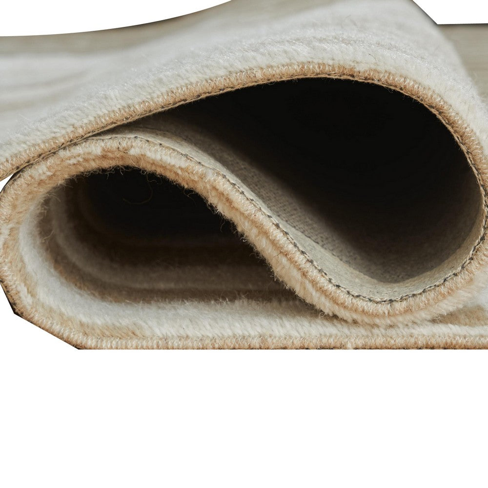Bella Medium Area Rug with Beige-White Abstract Design, Wool Polyester 5x7