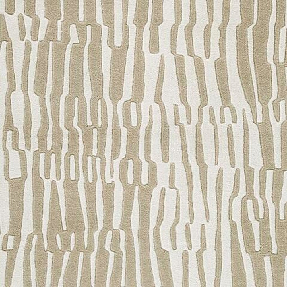 Bella Medium Area Rug with Beige-White Abstract Design, Wool Polyester 5x7