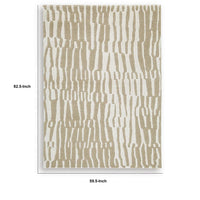 Bella Medium Area Rug with Beige-White Abstract Design, Wool Polyester 5x7