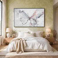 Daizy Hand-Painted Butterfly Wall Art, Black Frame, Canvas, Multicolor 36x60