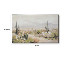 Sidd Desert-Bloom Wall Art with Black Framed Canvas, Neutral Hues 36x60