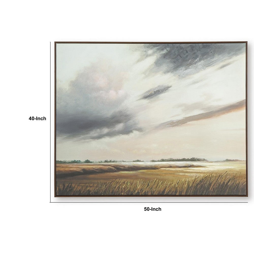 Tayo Hand-Painted Wall Art, Landscape Scenic Detail, Multicolor Canvas 40x50