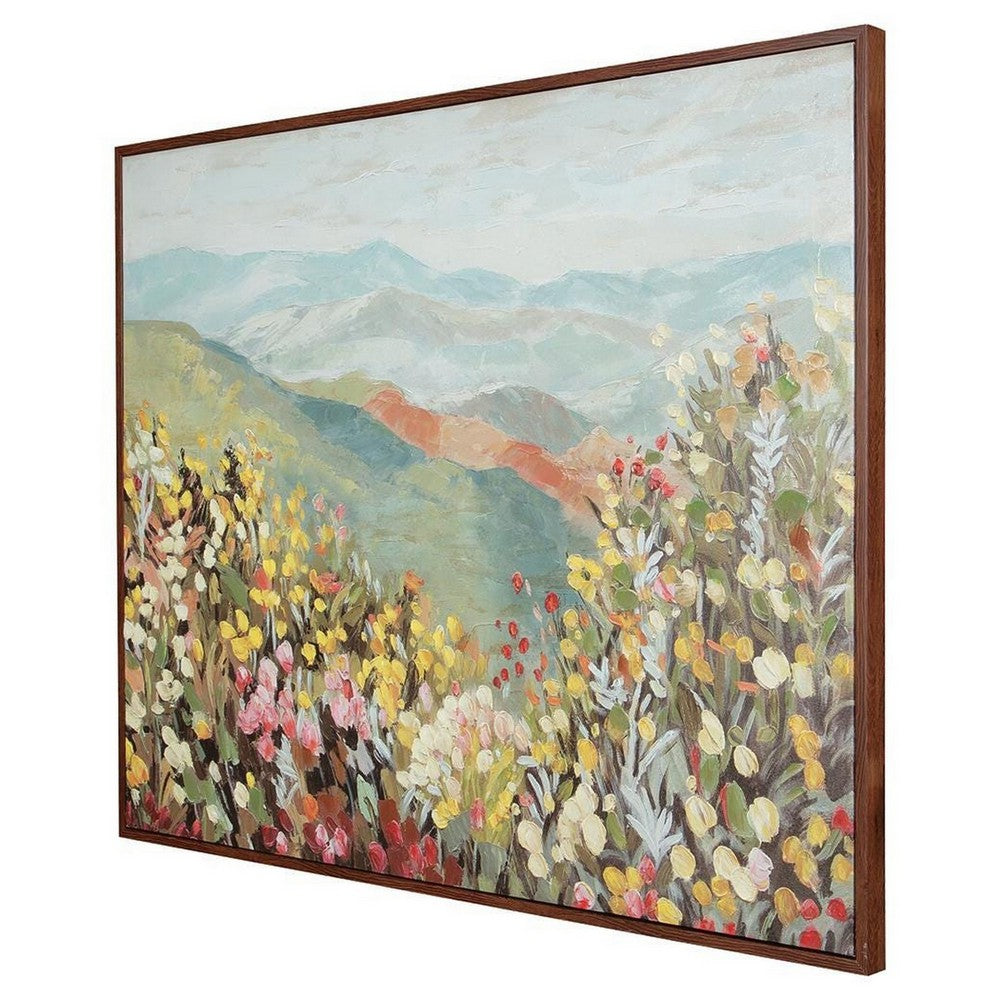 Prado Wall Art, Floral Landscape with Mountain View, Multicolor Canvas 40x50
