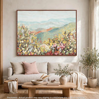 Prado Wall Art, Floral Landscape with Mountain View, Multicolor Canvas 40x50