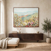 Prado Wall Art, Floral Landscape with Mountain View, Multicolor Canvas 40x50