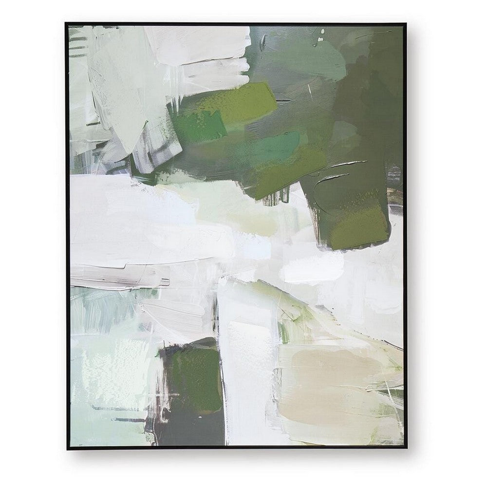 Enid Wall Art with Brushstroke Details, Multicolor Canvas, Black Frame 40x50