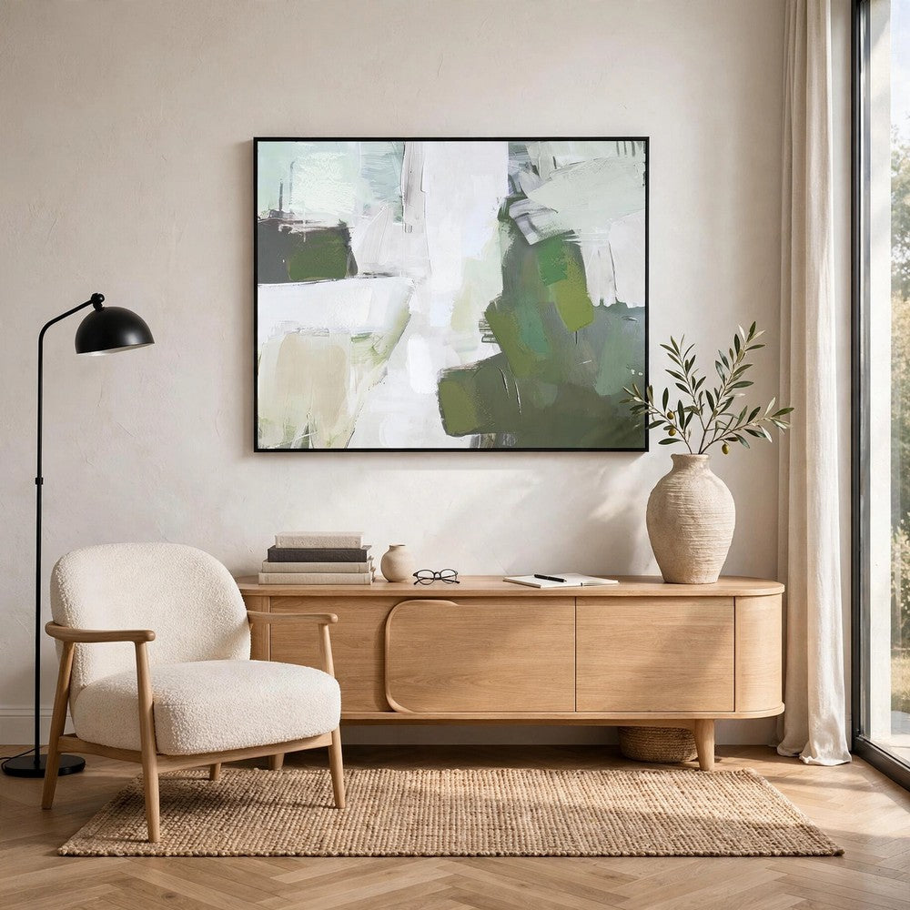 Enid Wall Art with Brushstroke Details, Multicolor Canvas, Black Frame 40x50