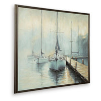 Barny Wall Art with Sailboat Design, Blue-Brown Gallery Framed Canvas 40x50