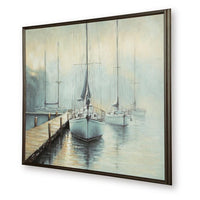 Barny Wall Art with Sailboat Design, Blue-Brown Gallery Framed Canvas 40x50