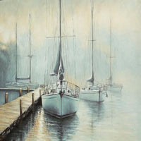 Barny Wall Art with Sailboat Design, Blue-Brown Gallery Framed Canvas 40x50