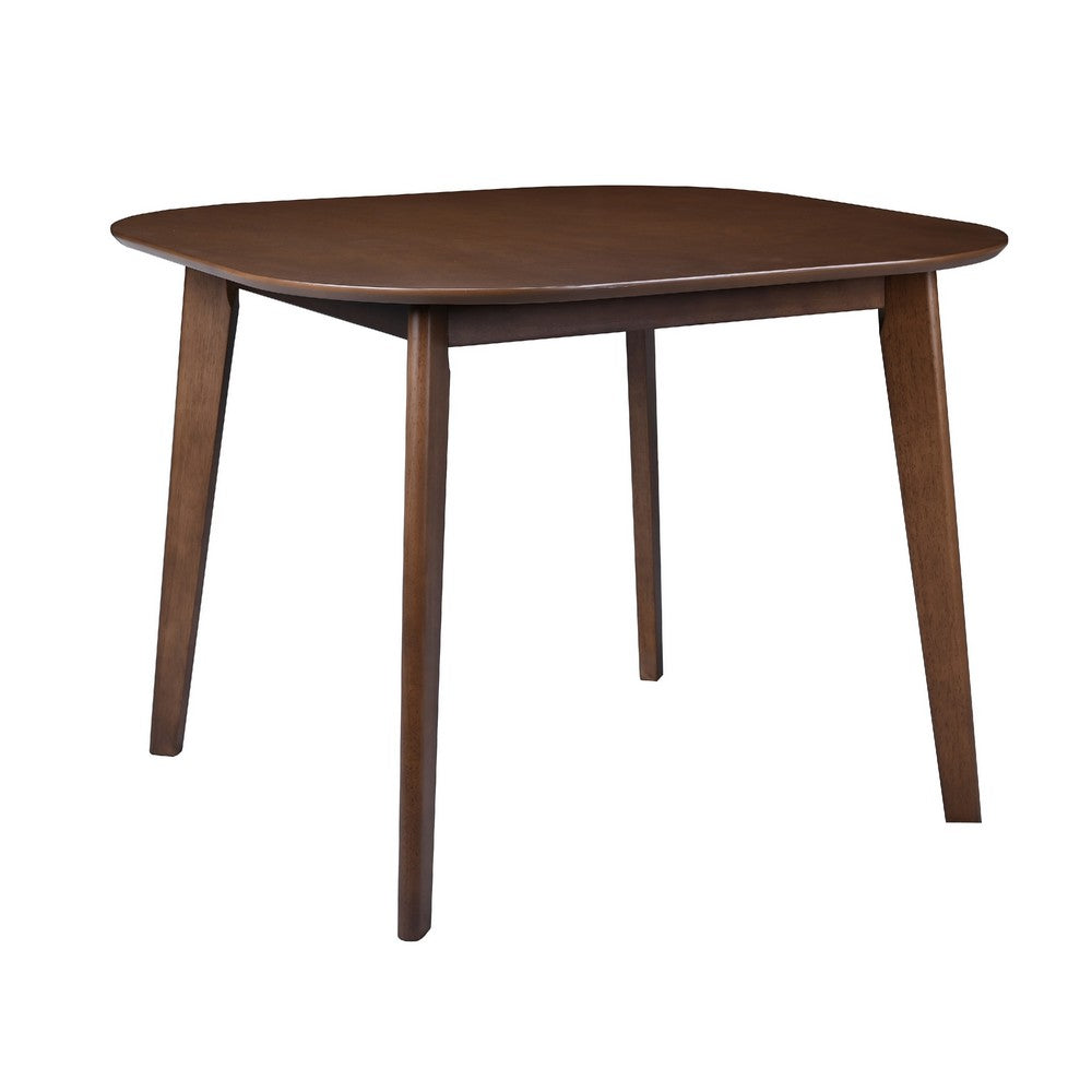 Mila Dining Table,  Square Top, Rounded Edges, Walnut Brown Wood 39 Inch - BM355744