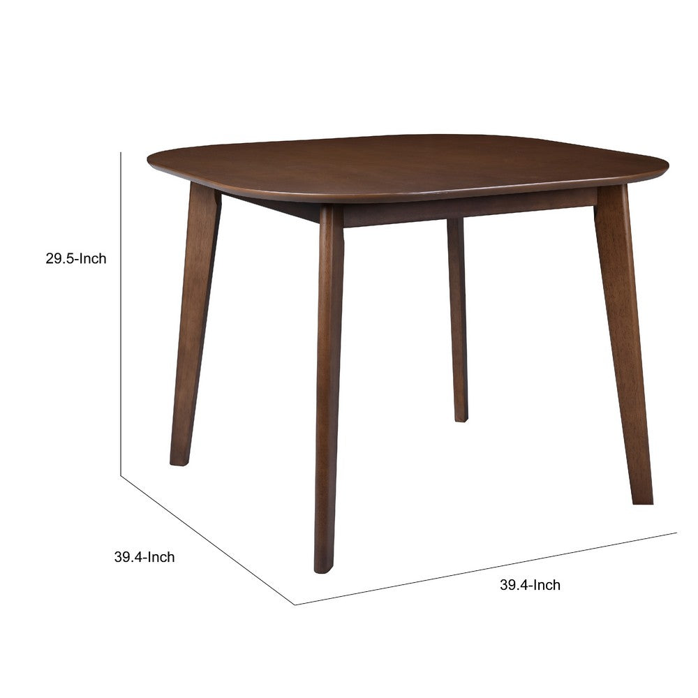Mila Dining Table,  Square Top, Rounded Edges, Walnut Brown Wood 39 Inch - BM355744