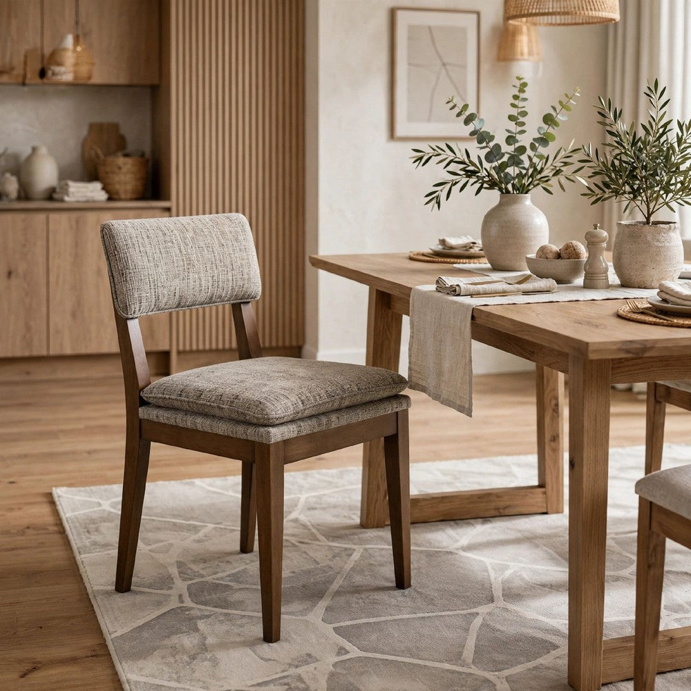 Mila Dining Side Chair Set of 2, Open Back, Polyester Cushions, Brown