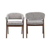 Mila Dining Armchair Set of 2, Curved Back, Polyester Cushions, Brown