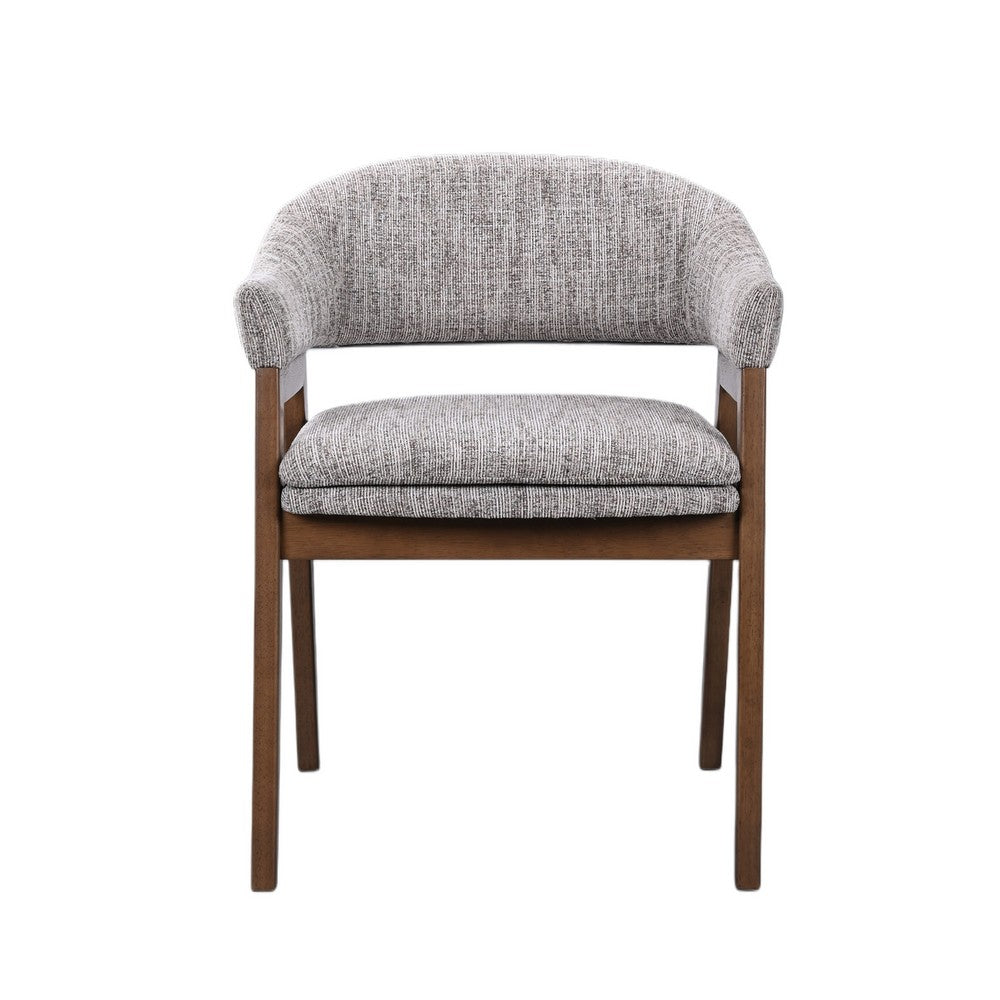 Mila Dining Armchair Set of 2, Curved Back, Polyester Cushions, Brown