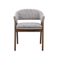 Mila Dining Armchair Set of 2, Curved Back, Polyester Cushions, Brown
