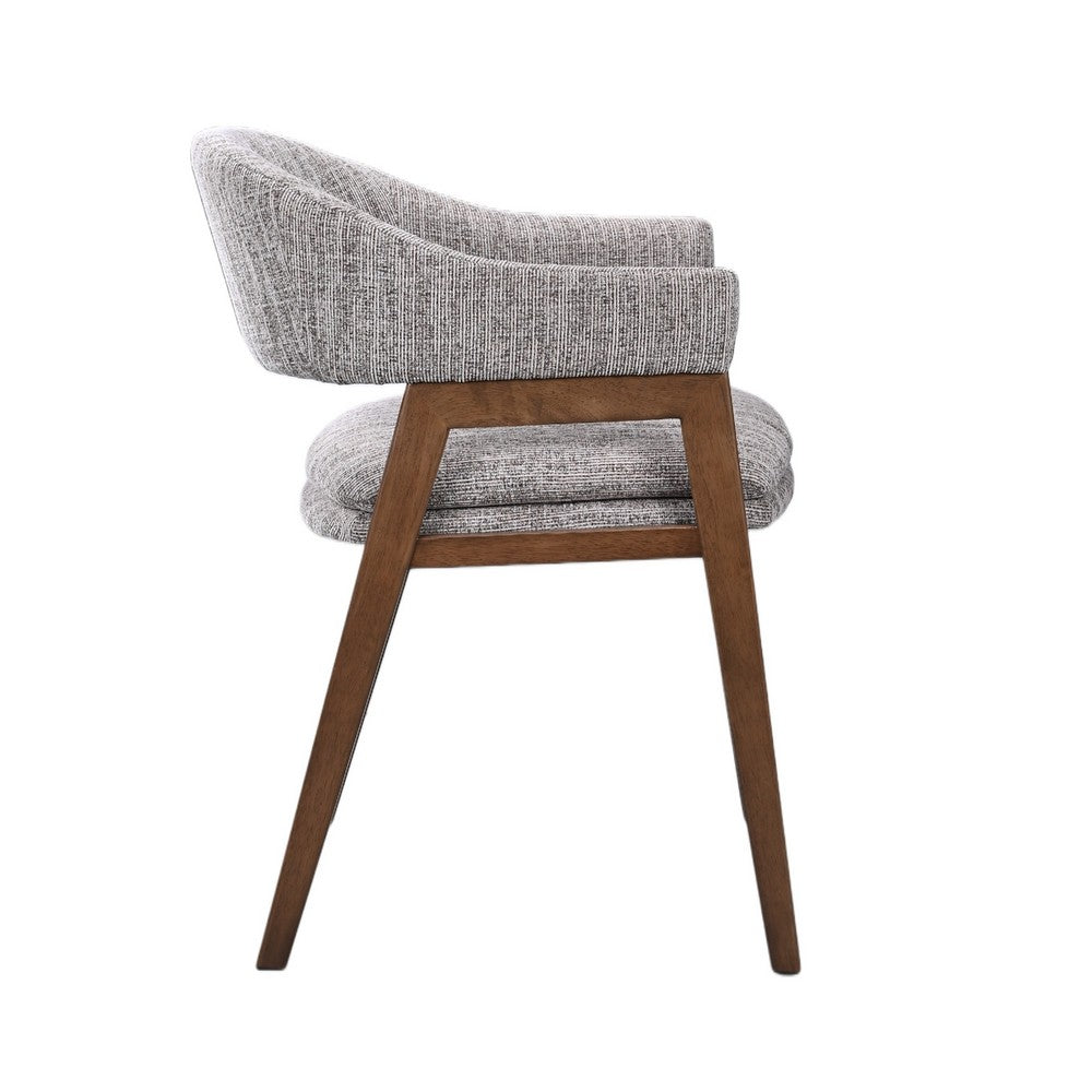 Mila Dining Armchair Set of 2, Curved Back, Polyester Cushions, Brown