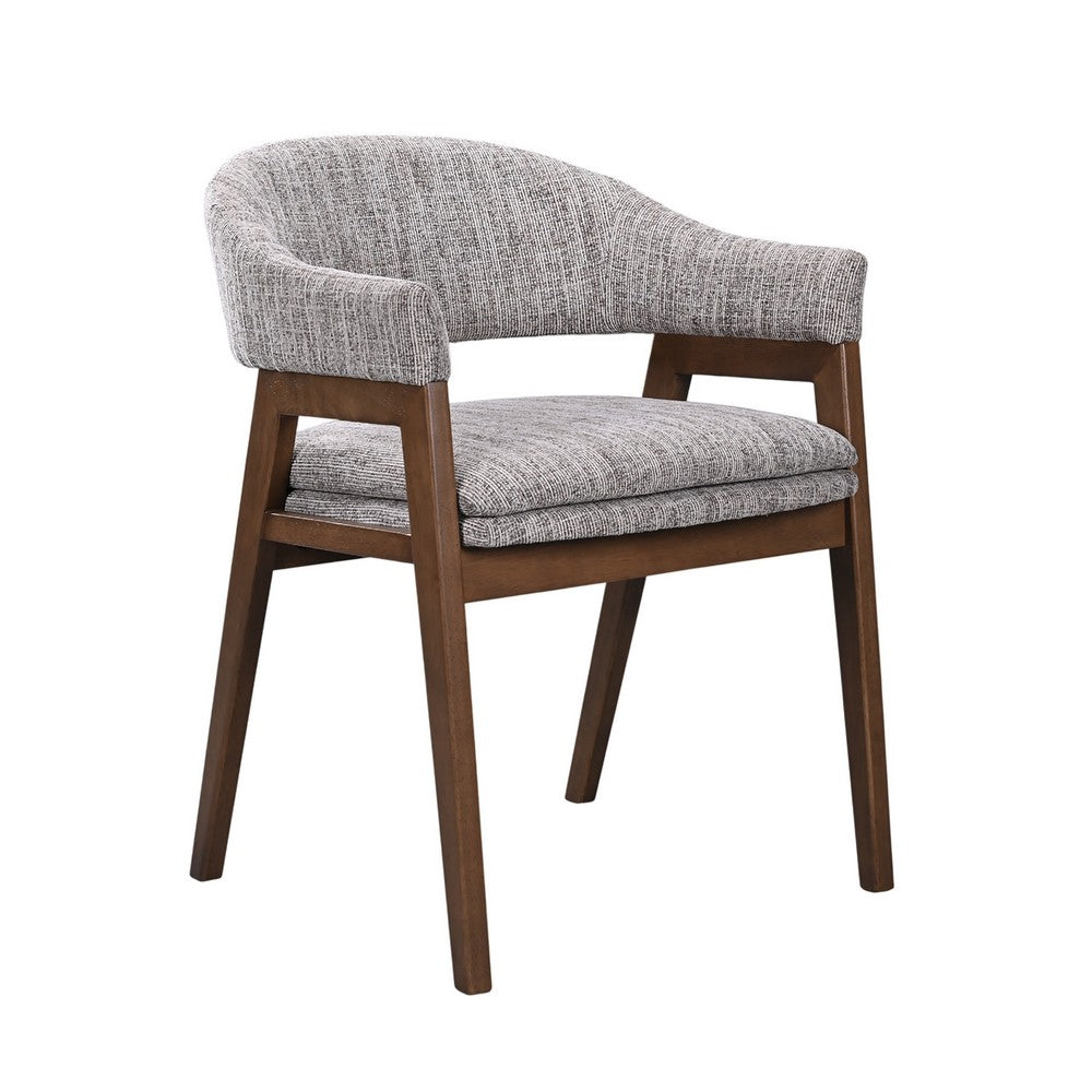 Mila Dining Armchair Set of 2, Curved Back, Polyester Cushions, Brown
