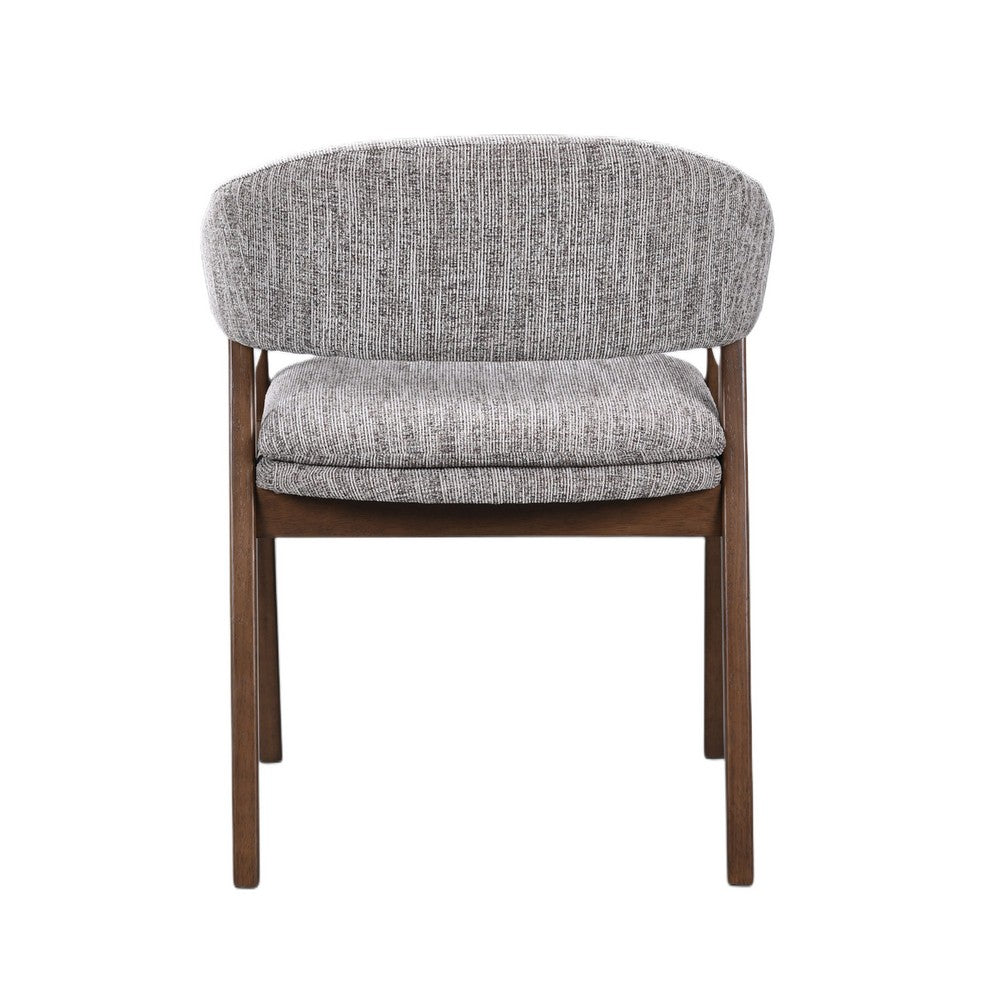 Mila Dining Armchair Set of 2, Curved Back, Polyester Cushions, Brown
