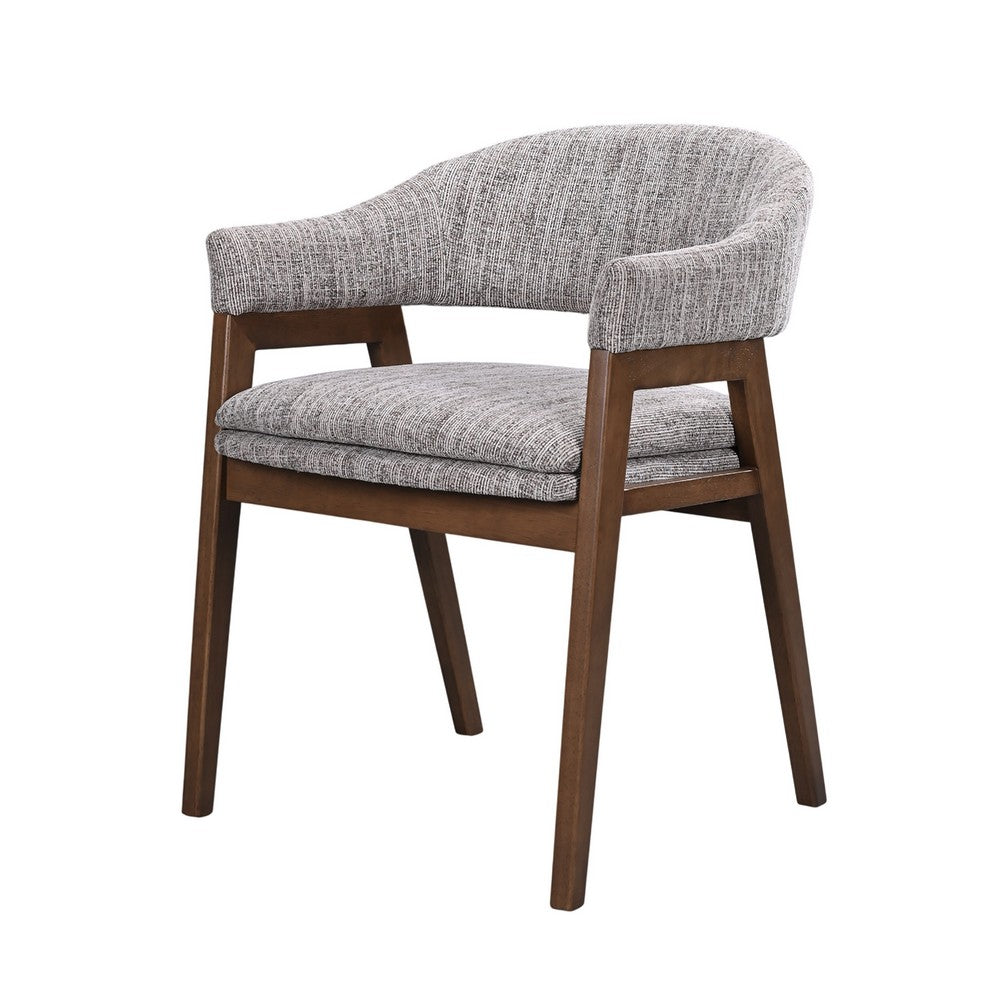 Mila Dining Armchair Set of 2, Curved Back, Polyester Cushions, Brown