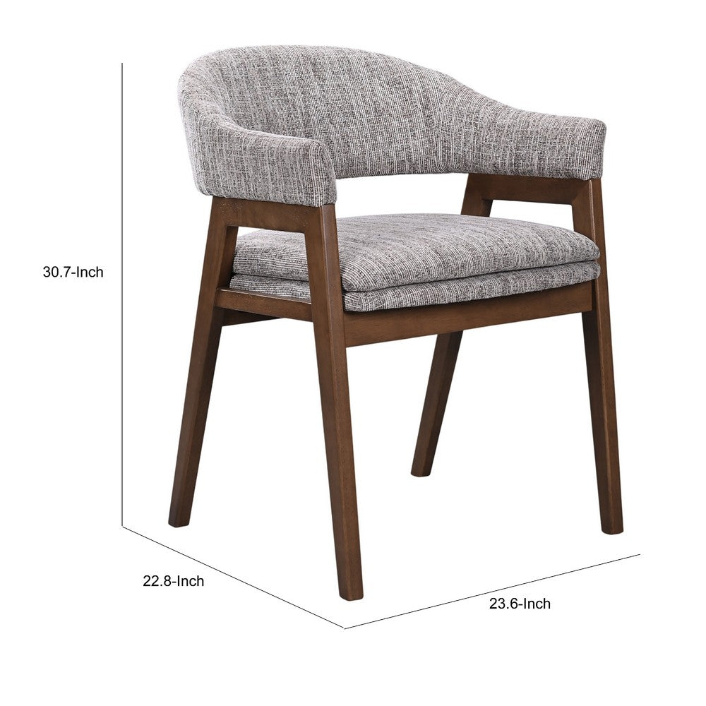 Mila Dining Armchair Set of 2, Curved Back, Polyester Cushions, Brown