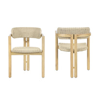 Seno Outdoor Chair Set of 2, Curved Back, Beige Wicker Seat, Natural Wood - BM355748