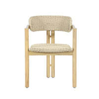 Seno Outdoor Chair Set of 2, Curved Back, Beige Wicker Seat, Natural Wood - BM355748