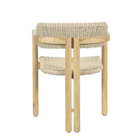 Seno Outdoor Chair Set of 2, Curved Back, Beige Wicker Seat, Natural Wood - BM355748