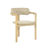 Seno Outdoor Chair Set of 2, Curved Back, Beige Wicker Seat, Natural Wood - BM355748