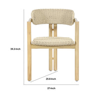 Seno Outdoor Chair Set of 2, Curved Back, Beige Wicker Seat, Natural Wood - BM355748